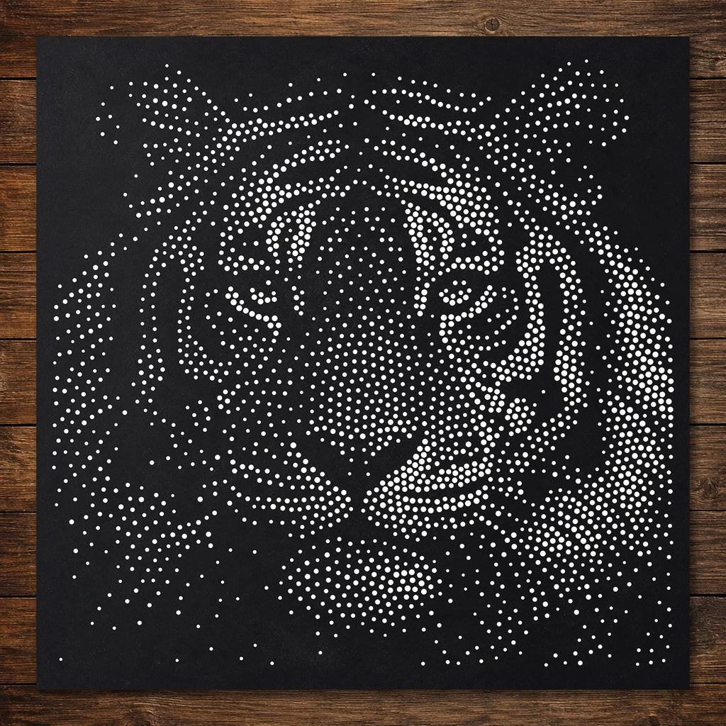 Realistic Tiger Stipple Art Stencil | Reusable Mylar Wall Art, Crafts (Large - 300mm / 12" approx)