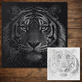 Realistic Tiger Stipple Art Stencil | Reusable Mylar Wall Art, Crafts (Large - 300mm / 12" approx)