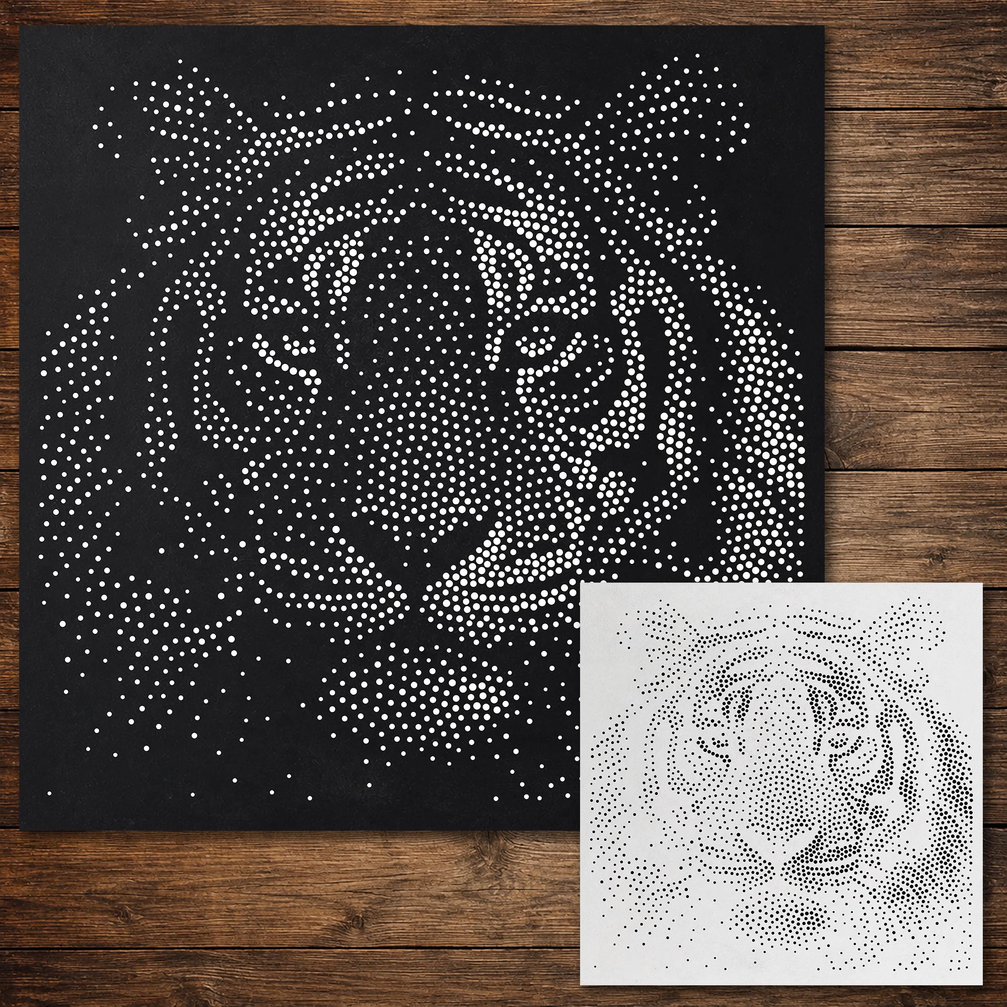 Realistic Tiger Stipple Art Stencil | Reusable Mylar Wall Art, Crafts (Large - 300mm / 12" approx)