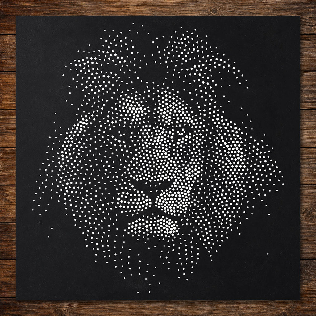 Lion Stipple Art Stencil | Realistic Mylar Wall Crafts (Large - 300mm / 12" approx)