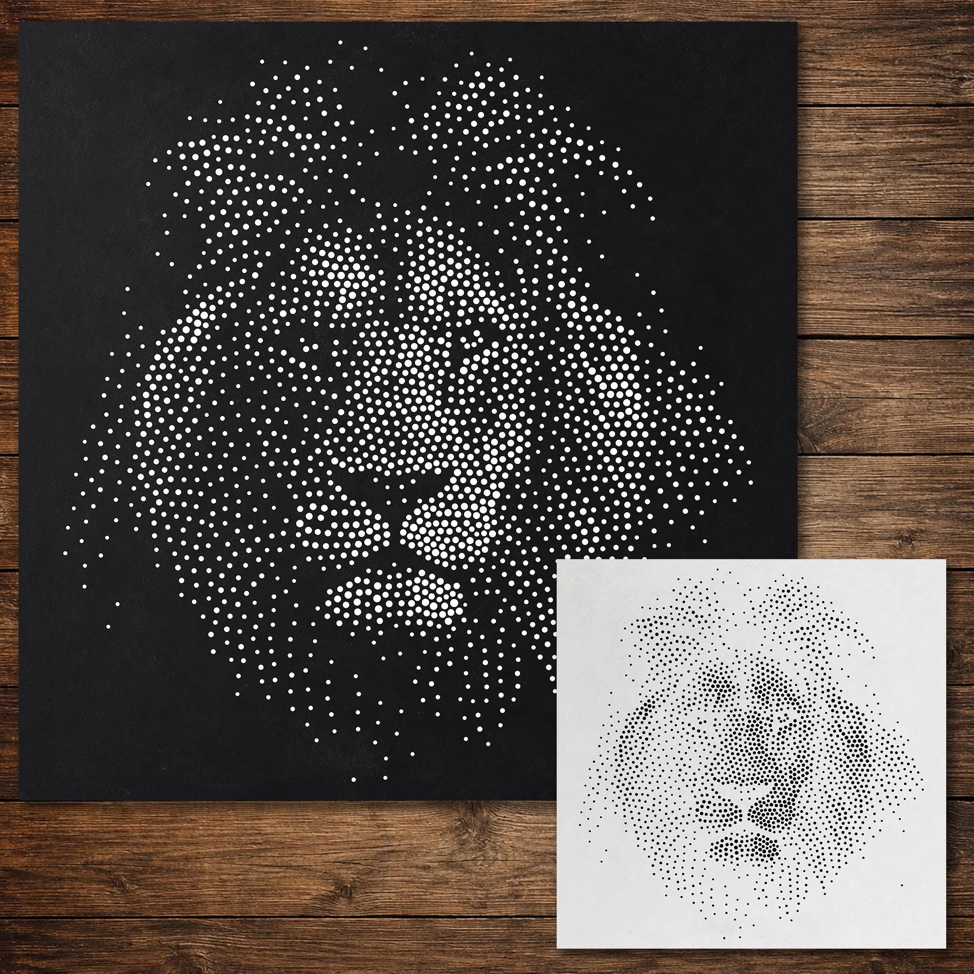 Lion Stipple Art Stencil | Realistic Mylar Wall Crafts (Large - 300mm / 12" approx)