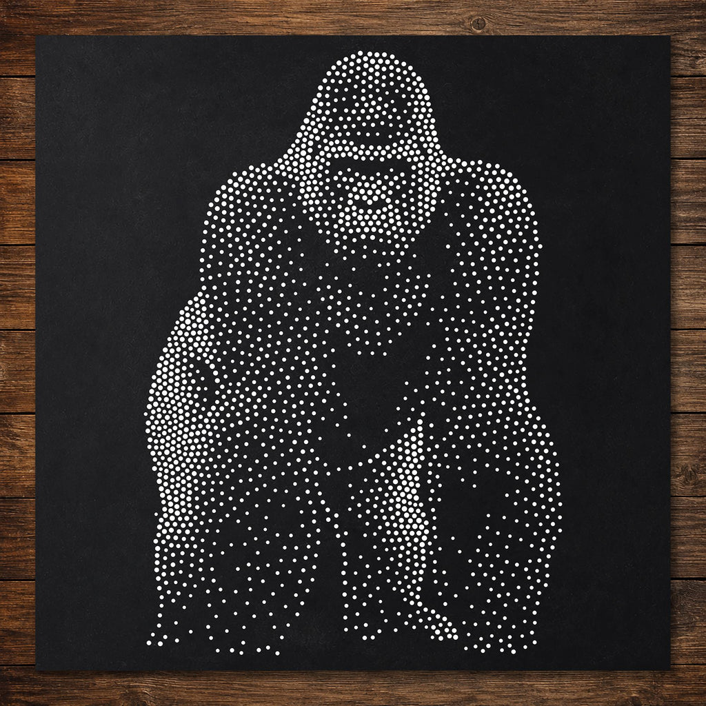 Gorilla Stipple Art Stencil | Realistic Mylar Wildlife Portrait (Large - 300mm / 12" approx)