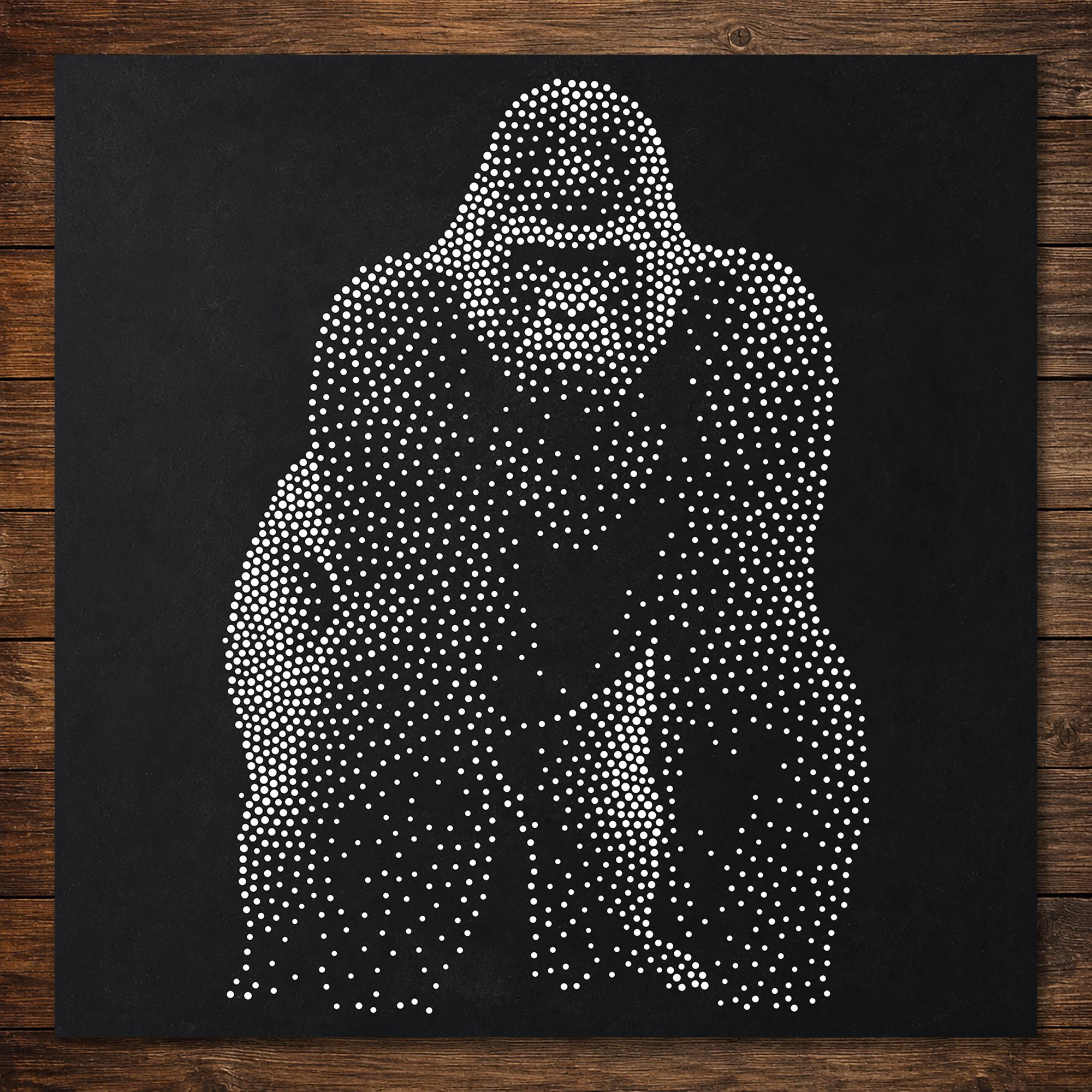 Gorilla Stipple Art Stencil | Realistic Mylar Wildlife Portrait (Large - 300mm / 12" approx)