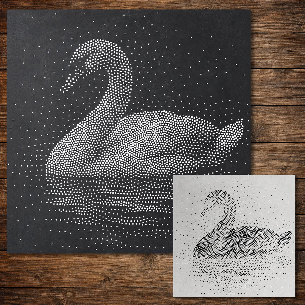 Swan Stencil | Realistic Highly Detailed DIY Mylar Wall Art, Stipple Art Crafts (Large - 300mm / 12" approx)