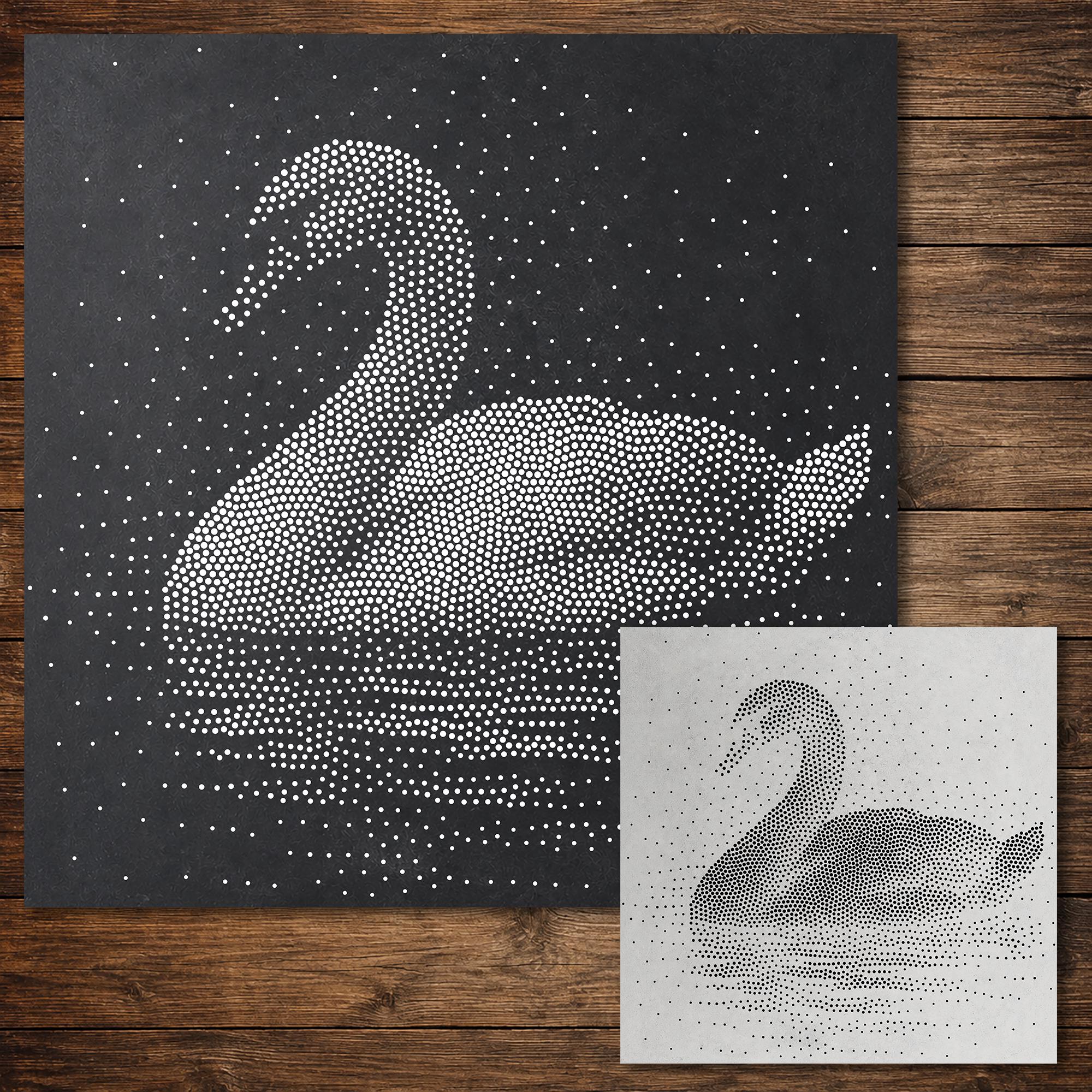 Swan Stencil | Realistic Highly Detailed DIY Mylar Wall Art, Stipple Art Crafts (Large - 300mm / 12" approx)