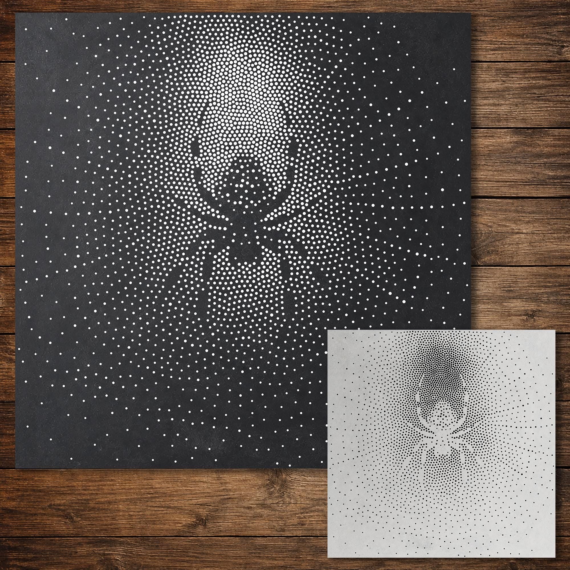 Spider on Web Stencil | Realistic Highly Detailed DIY Mylar Wall Art, Stipple Art Crafts (Large - 300mm / 12" approx)