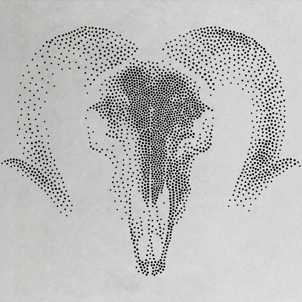 Rams Skull Gothic Stencil | Realistic Highly Detailed DIY Mylar Wall Art, Stipple Art Crafts (Large - 300mm / 12" approx)