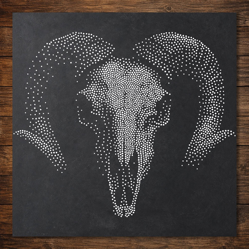 Rams Skull Gothic Stencil | Realistic Highly Detailed DIY Mylar Wall Art, Stipple Art Crafts (Large - 300mm / 12" approx)