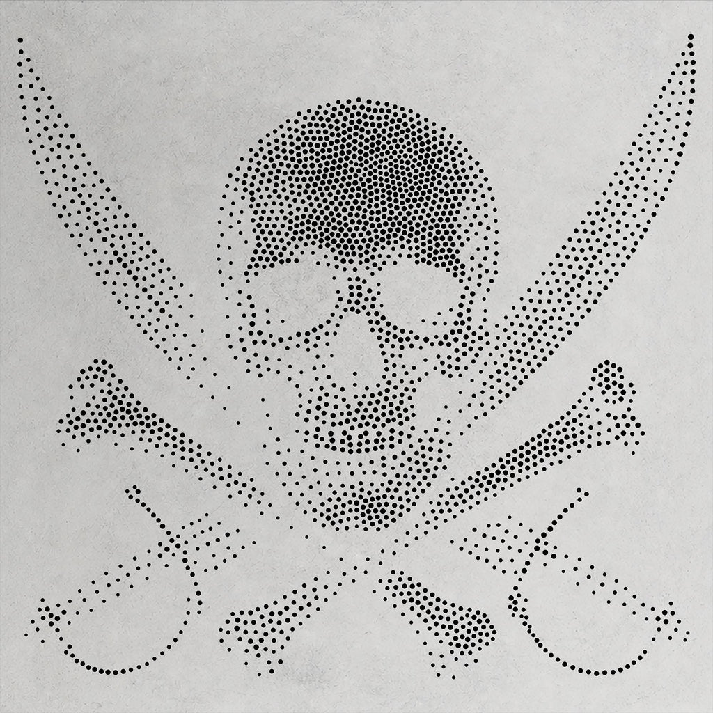 Skull & Crossbones with Swords Stencil | Realistic Highly Detailed DIY Mylar Wall Art, Stipple Art Crafts (Large - 300mm / 12" approx)