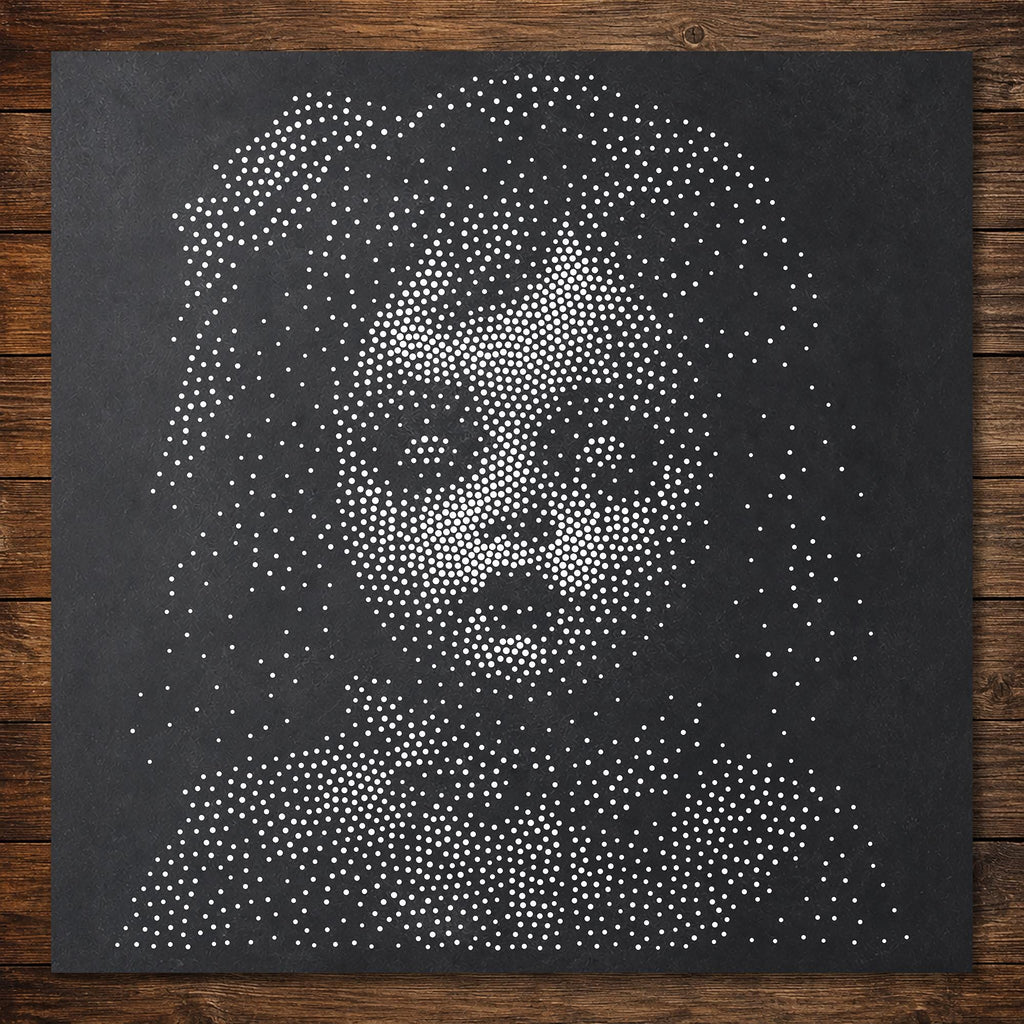 Possessed Doll Halloween Stencil | Realistic Mylar Stipple Wall Art, Crafts (Large - 300mm / 12" approx)
