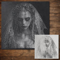 Ghost Bride Halloween Stencil | Realistic Mylar Stipple Wall Art, Crafts (Large - 300mm / 12" approx)