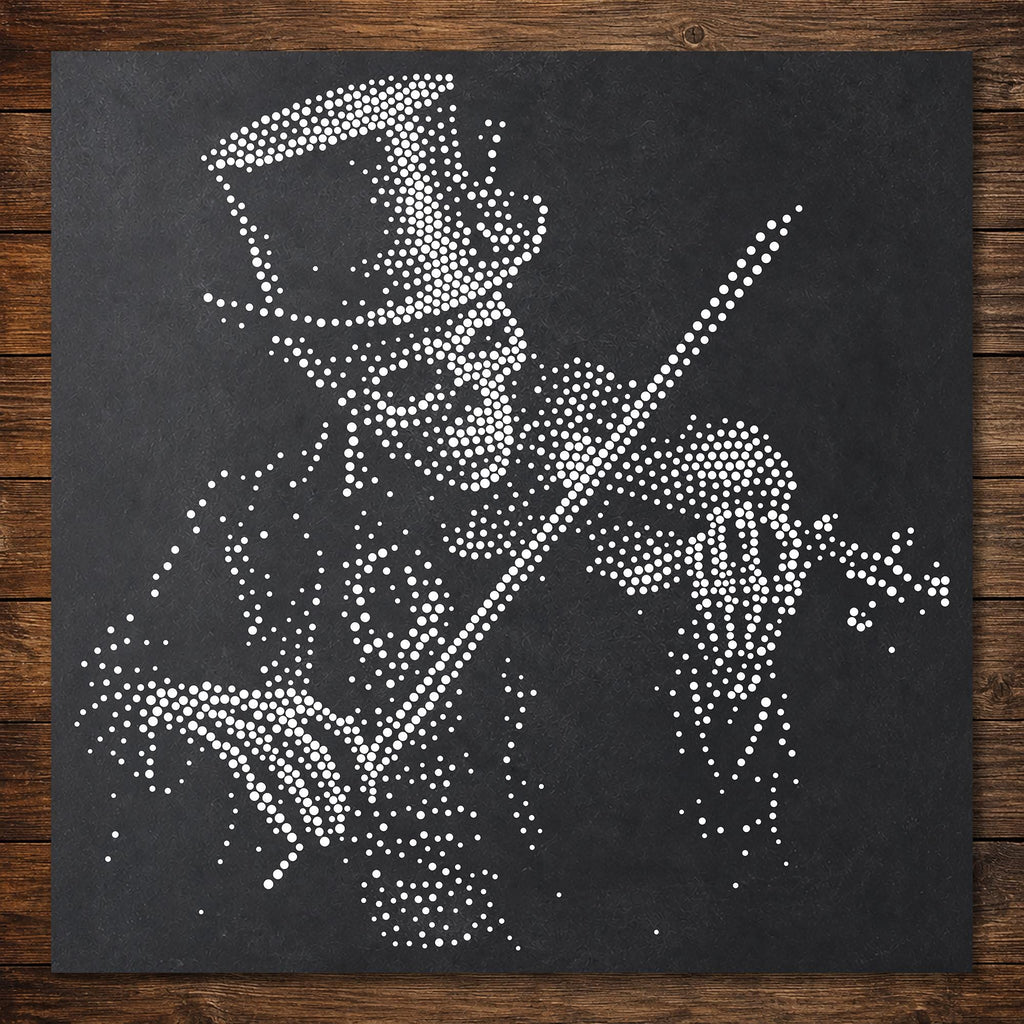 Skeleton Violinist Halloween Stencil | Realistic Mylar Stipple Wall Art, Crafts (Large - 300mm / 12" approx)