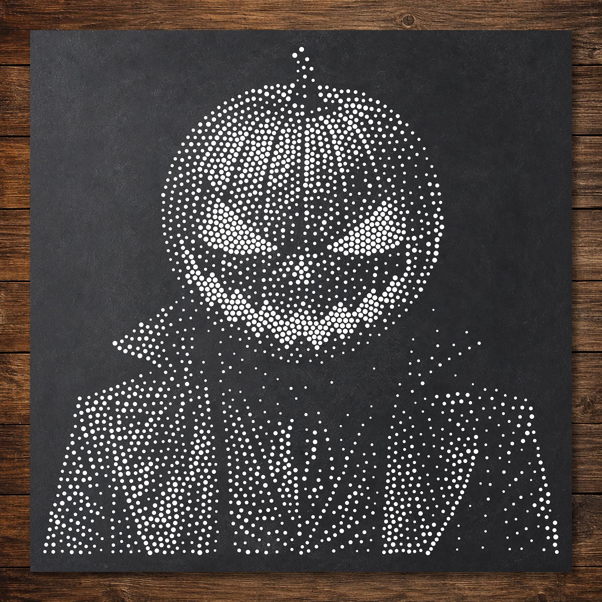 Pumpkin Head Man Halloween Stencil | Realistic Mylar Stipple Wall Art, Crafts (Large - 300mm / 12" approx)