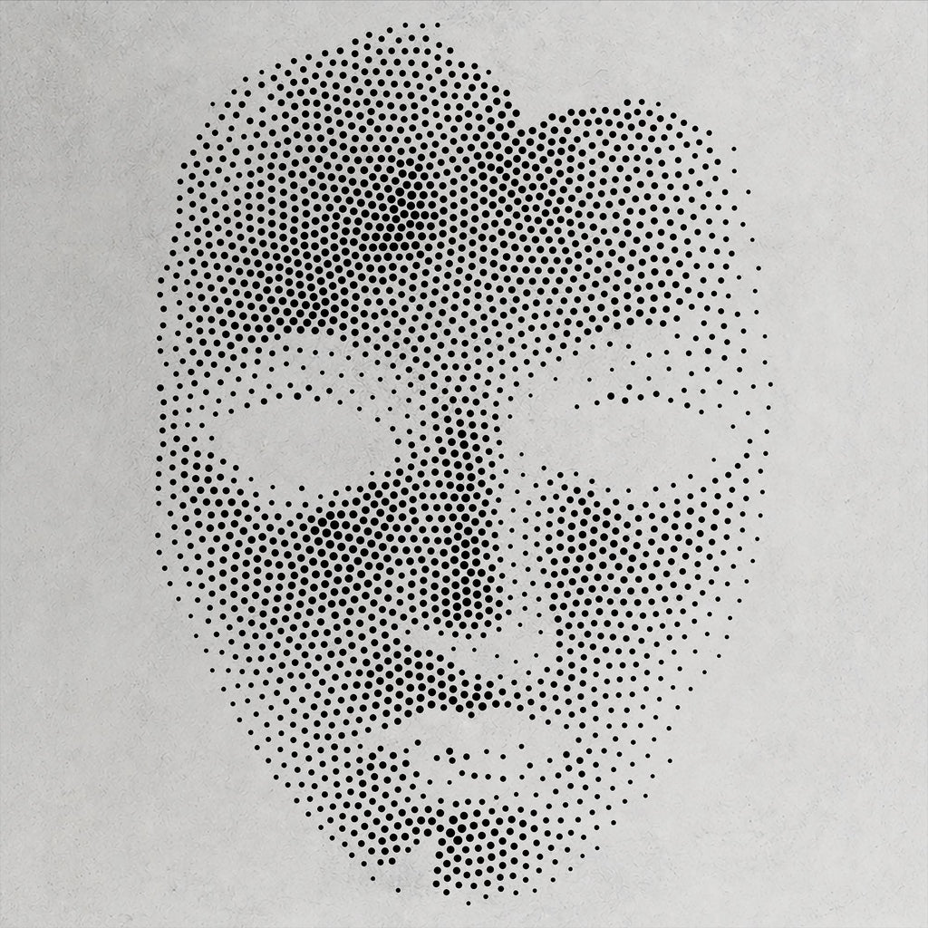 Creepy Porcelain Mask Halloween Stencil | Realistic Mylar Stipple Wall Art, Crafts (Large - 300mm / 12" approx)