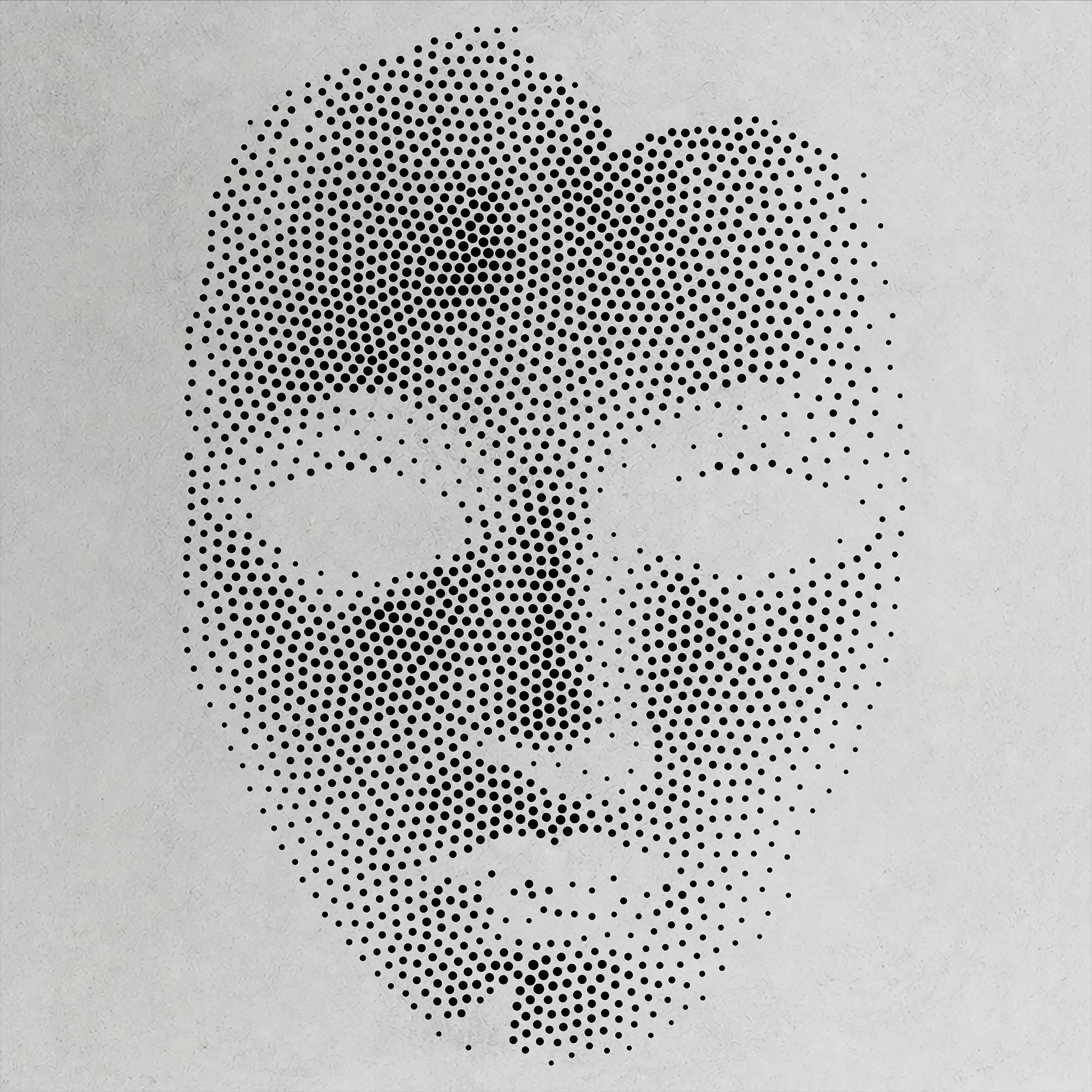 Creepy Porcelain Mask Halloween Stencil | Realistic Mylar Stipple Wall Art, Crafts (Large - 300mm / 12" approx)