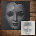 Creepy Porcelain Mask Halloween Stencil | Realistic Mylar Stipple Wall Art, Crafts (Large - 300mm / 12" approx)