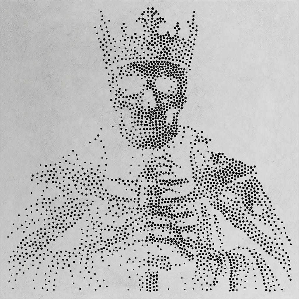 Skeletal King Halloween Stencil | Realistic Mylar Stipple Wall Art, Crafts (Large - 300mm / 12" approx)