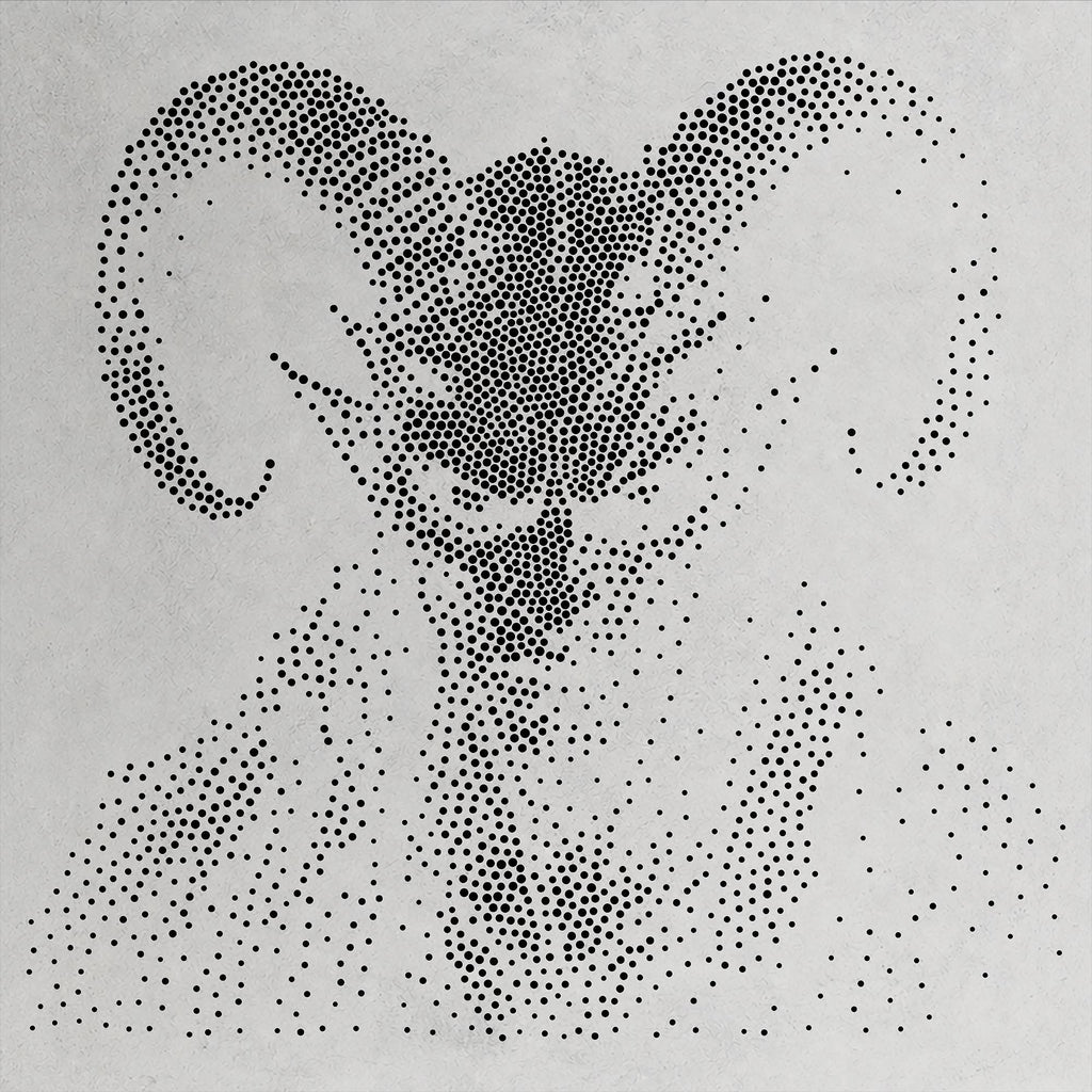Demon Ram Head Halloween Stencil | Realistic Mylar Stipple Wall Art, Crafts (Large - 300mm / 12" approx)