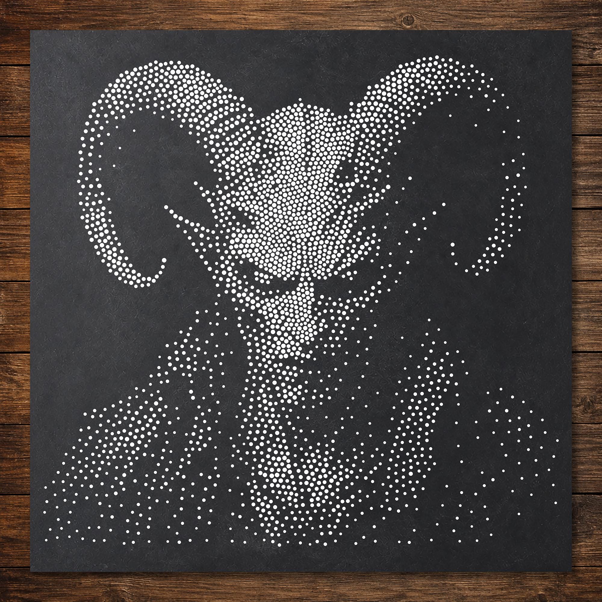 Demon Ram Head Halloween Stencil | Realistic Mylar Stipple Wall Art, Crafts (Large - 300mm / 12" approx)