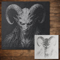 Demon Ram Head Halloween Stencil | Realistic Mylar Stipple Wall Art, Crafts (Large - 300mm / 12" approx)