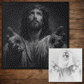 Jesus Christ with Hands in Sorrow Stencil | Realistic & Highly Detailed DIY Mylar Wall Art, Stipple Art Crafts (Large - 300mm / 12" approx)