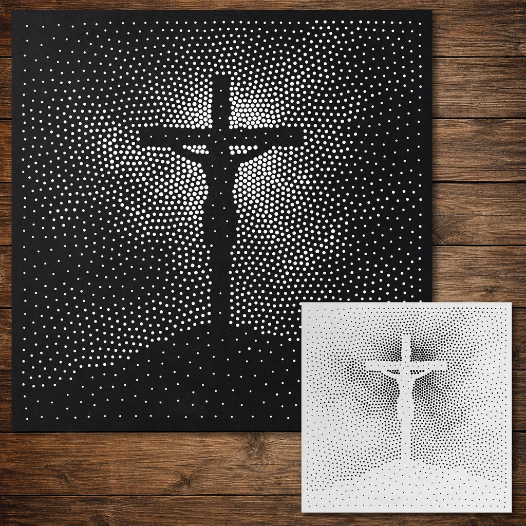 Jesus Christ on Cross Stencil | Realistic & Highly Detailed DIY Mylar Wall Art, Stipple Art Crafts (Large - 300mm / 12" approx)