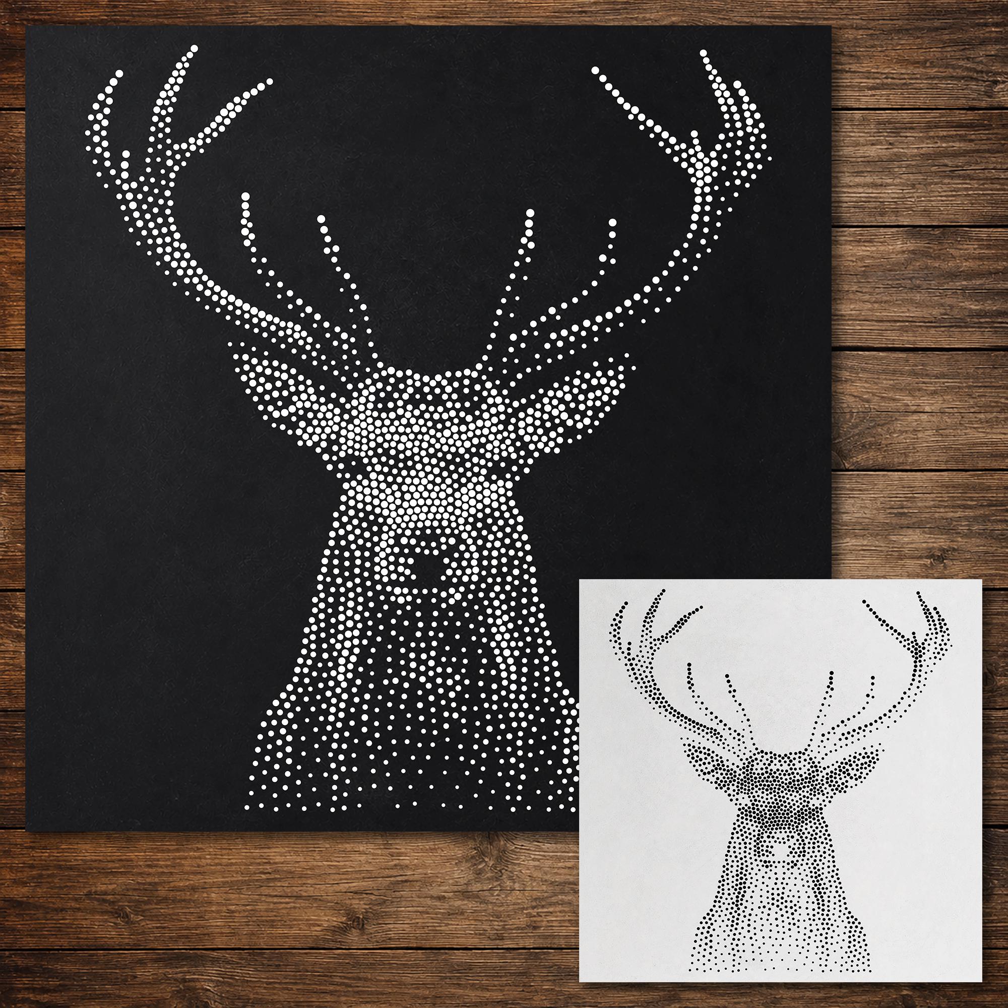 Stag Deer Stencil | Realistic & Highly Detailed DIY Mylar Wall Art, Stipple Art Crafts (Large - 300mm / 12" approx)