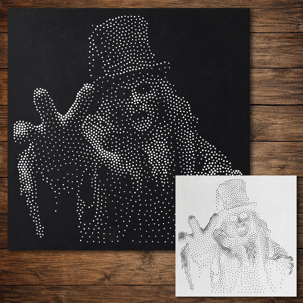 Victorian Ghoul Stipple Art Halloween Stencil | Realistic Mylar Wall Art, Crafts (Large - 300mm / 12" approx)