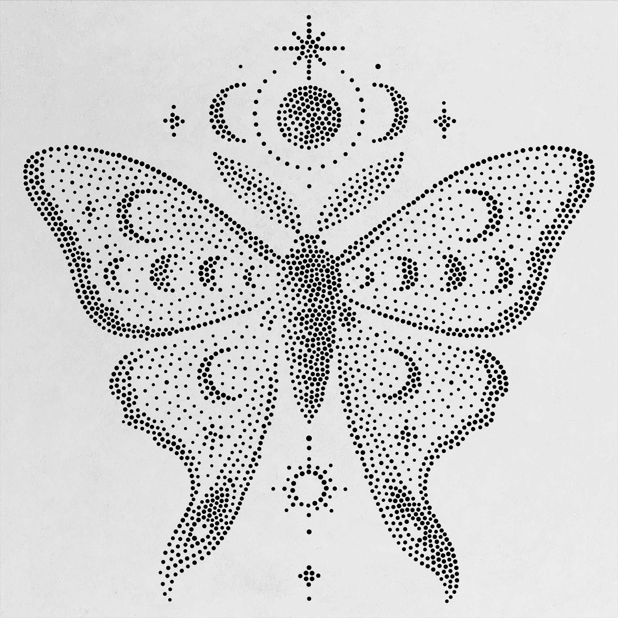 Celestial Moth Stipple Art Stencil | Realistic Mylar Wall Art, Crafts (Large - 300mm / 12" approx)