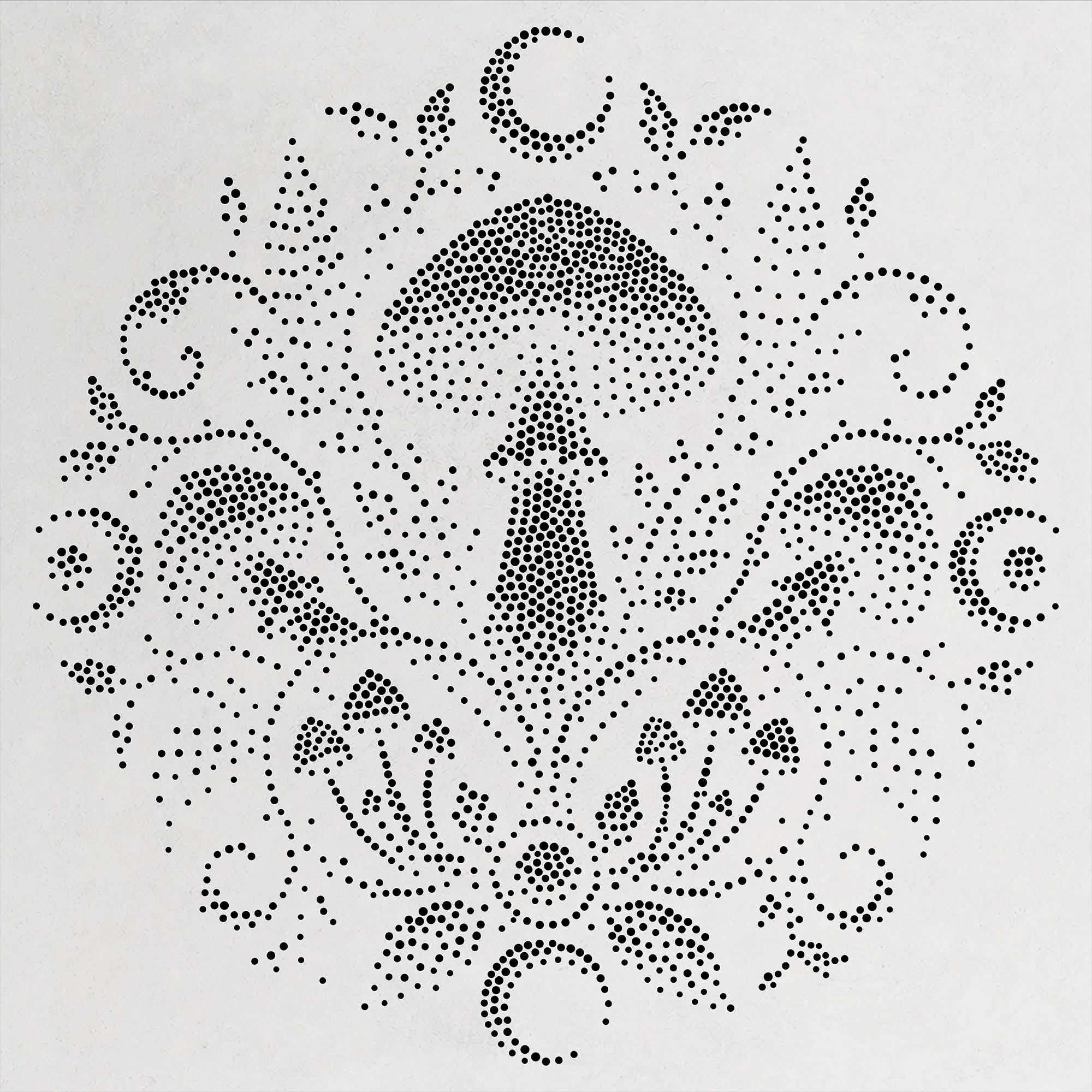 Mushroom Mandala Stipple Art Stencil | Realistic Mylar Wall Art, Crafts (Large - 300mm / 12" approx)