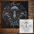 Mushroom Mandala Stipple Art Stencil | Realistic Mylar Wall Art, Crafts (Large - 300mm / 12" approx)