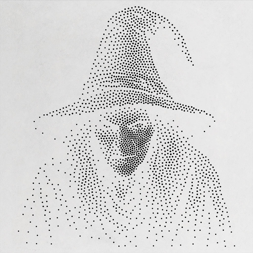 Witch Stipple Art Halloween Stencil | Realistic Mylar Wall Art, Crafts (Large - 300mm / 12" approx)