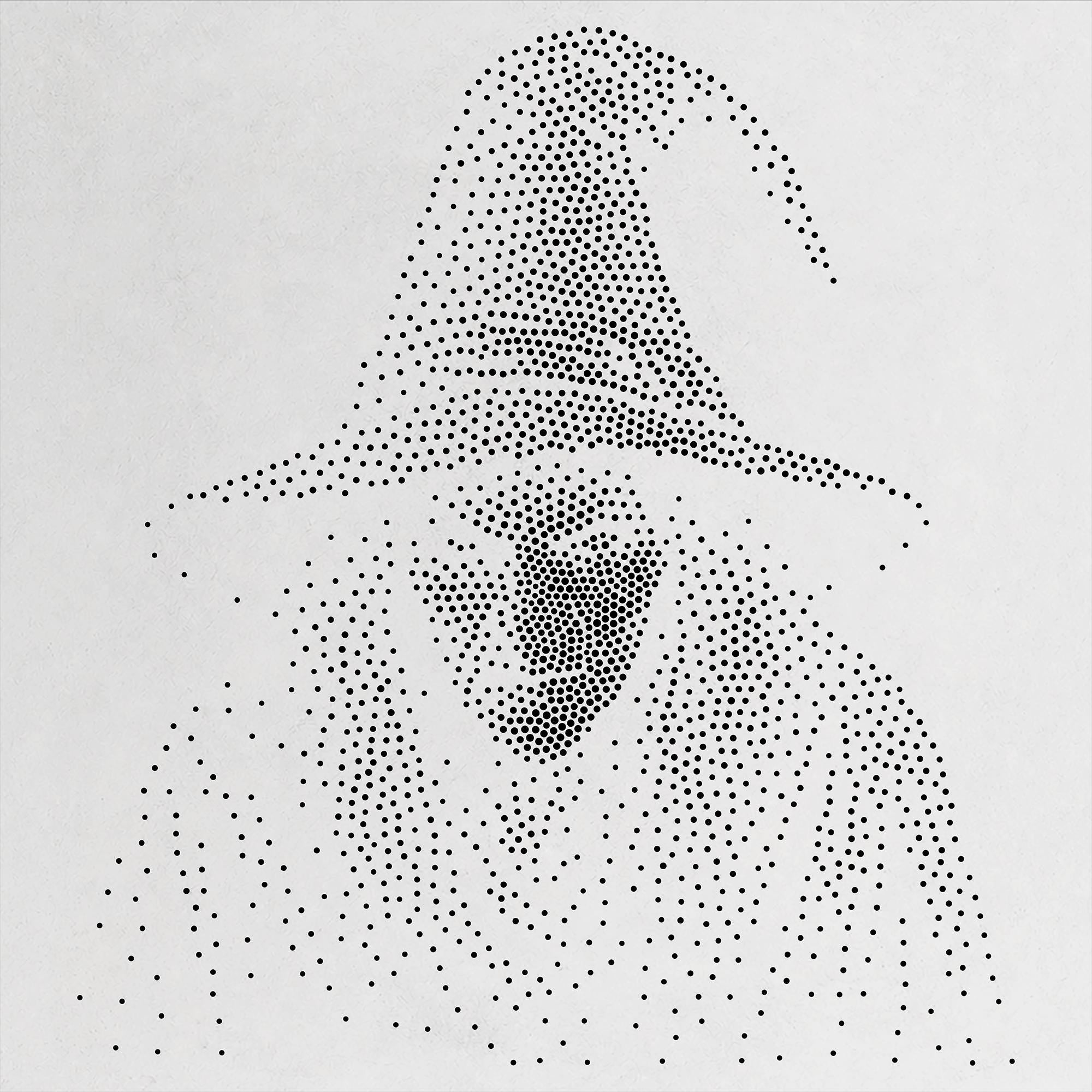 Witch Stipple Art Halloween Stencil | Realistic Mylar Wall Art, Crafts (Large - 300mm / 12" approx)