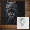 T Rex Dinosaur Stipple Art Stencil | Realistic Mylar Wall Art, Crafts (Large - 300mm / 12" approx)