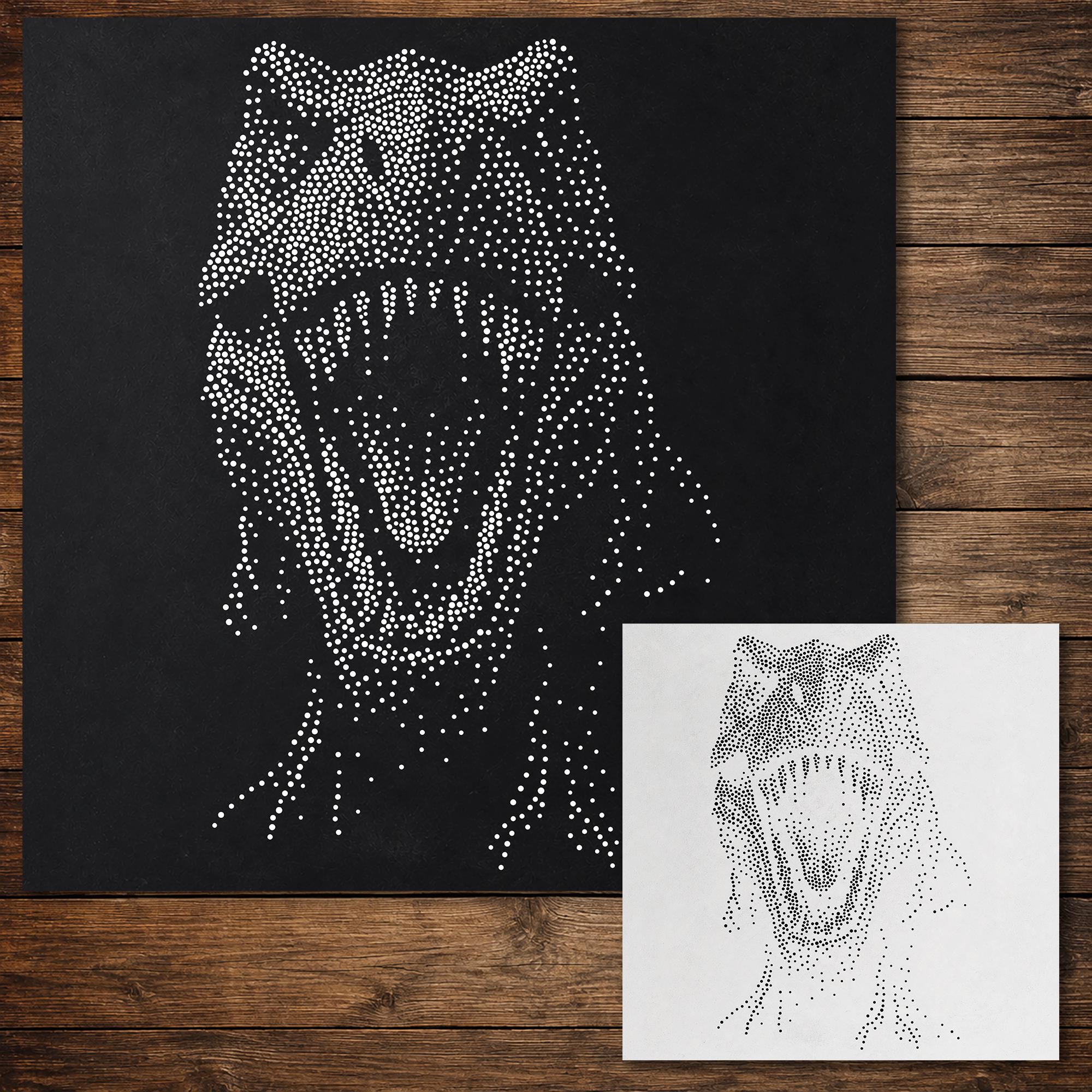 T Rex Dinosaur Stipple Art Stencil | Realistic Mylar Wall Art, Crafts (Large - 300mm / 12" approx)