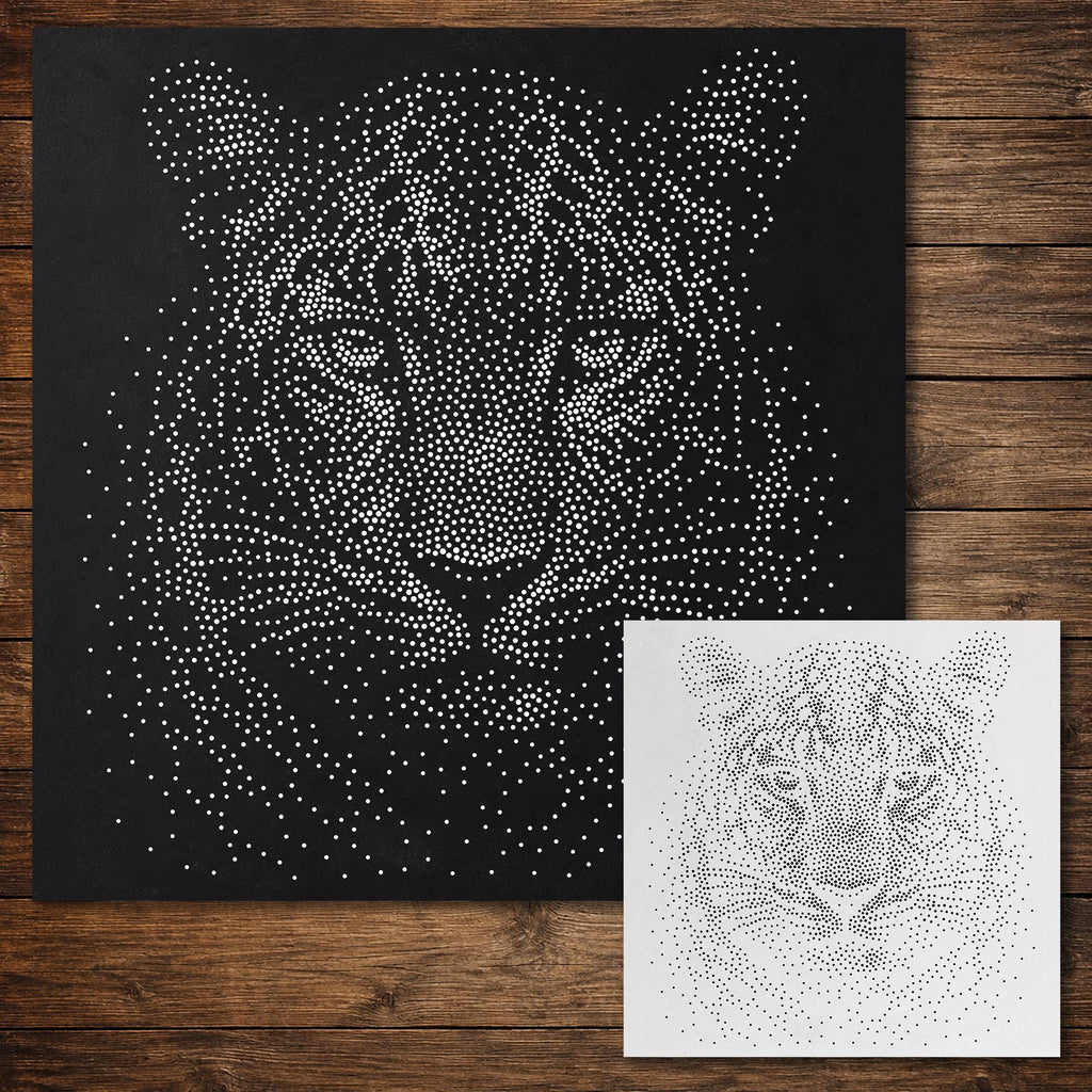 Leopard Stipple Art Stencil | Realistic Mylar Wall Crafts (Large - 300mm / 12" approx)