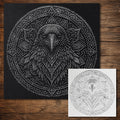 Raven Mandala Stipple Art Stencil | Realistic Mylar Wall Art, Crafts (Large - 300mm / 12" approx)