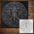 Elephant Mandala Stipple Art Stencil | Realistic Mylar Wall Art, Crafts (Large - 300mm / 12" approx)