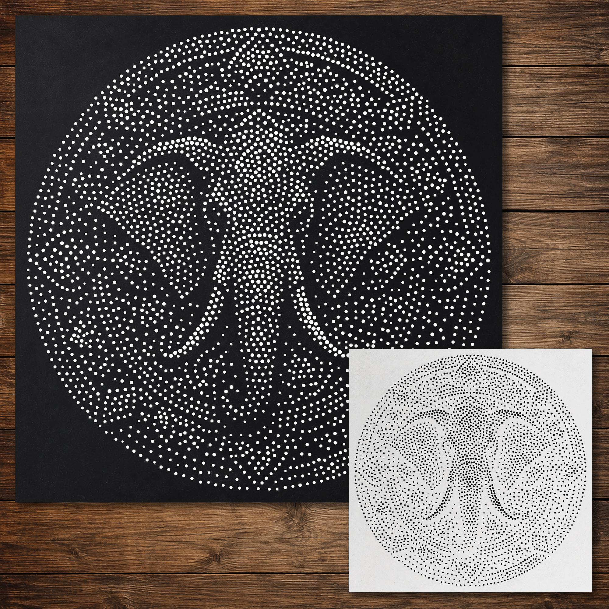 Elephant Mandala Stipple Art Stencil | Realistic Mylar Wall Art, Crafts (Large - 300mm / 12" approx)