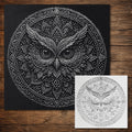 Owl Mandala Stipple Art Stencil | Realistic Mylar Wall Art, Crafts (Large - 300mm / 12" approx)