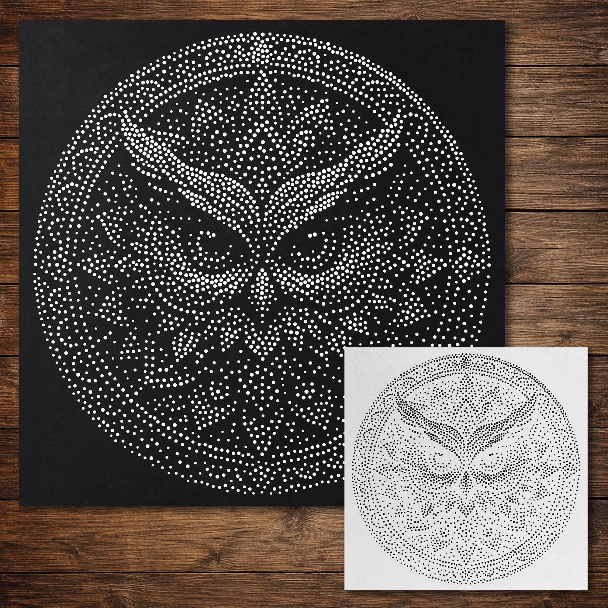 Owl Mandala Stipple Art Stencil | Realistic Mylar Wall Art, Crafts (Large - 300mm / 12" approx)