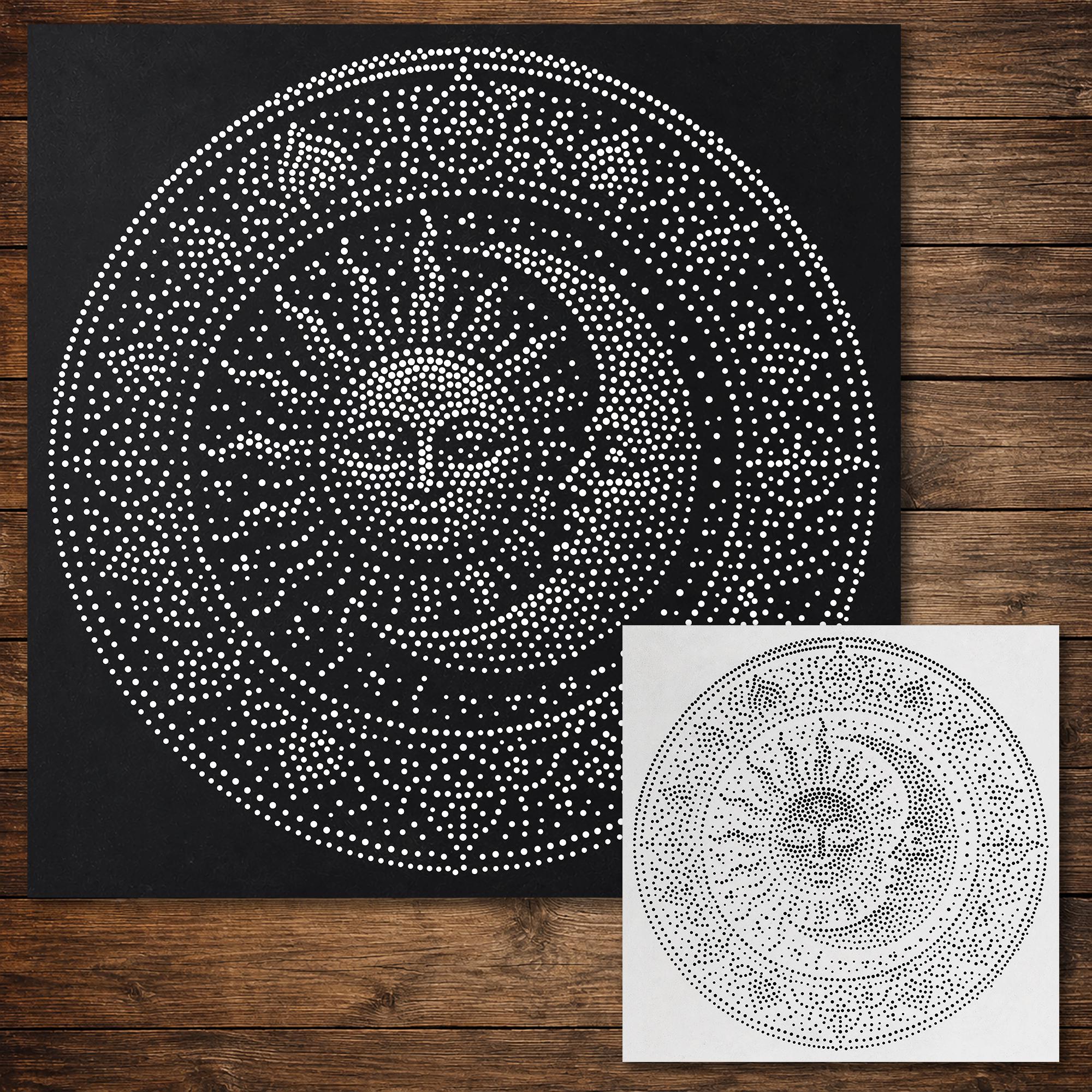 Sun Moon Mandala Stipple Art Stencil | Realistic Mylar Wall Art, Crafts (Large - 300mm / 12" approx)