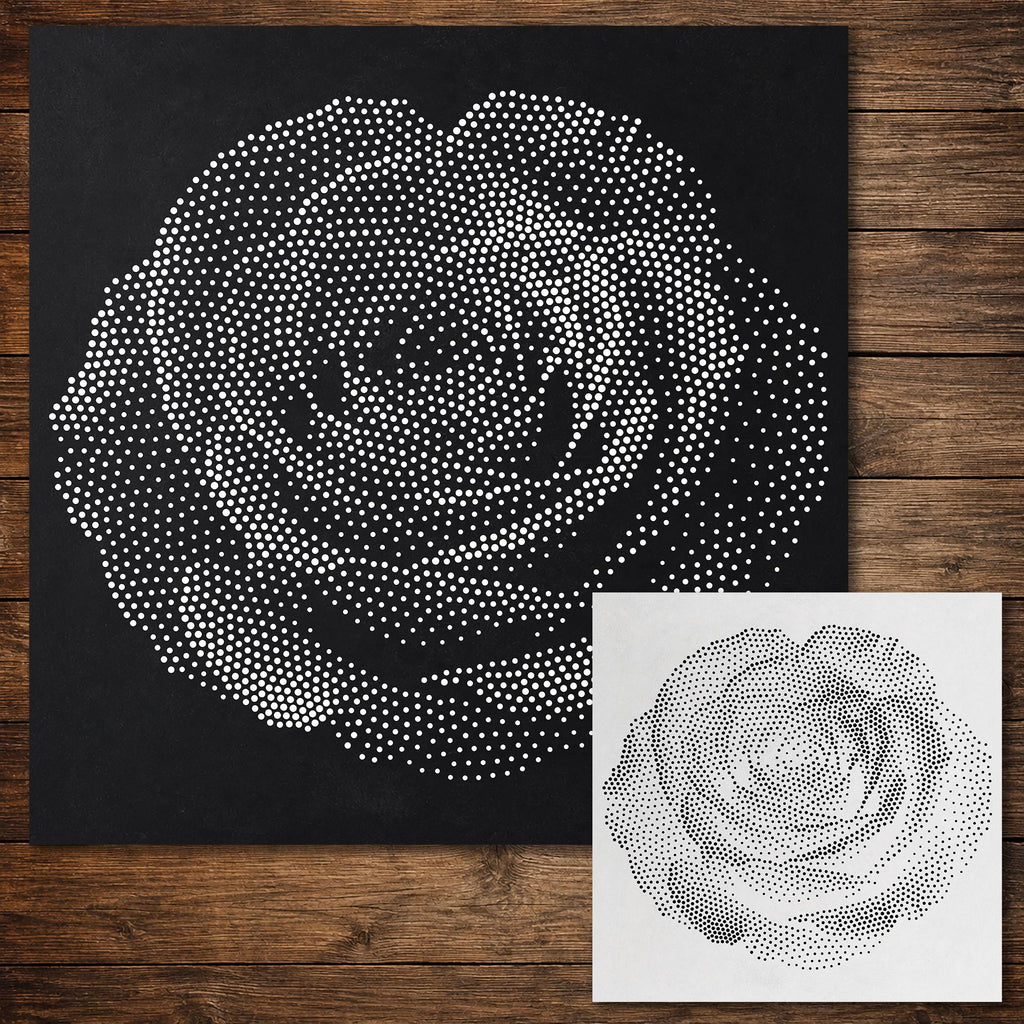 Rose Flower Stipple Art Stencil | Realistic Mylar Wall Art, Crafts (Large - 300mm / 12" approx)
