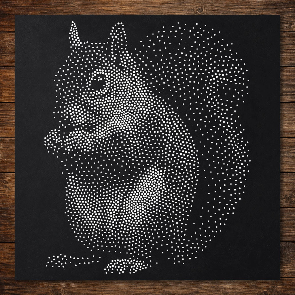 Squirrel Stipple Art Stencil | Realistic Mylar Wall Art, Crafts (Large - 300mm / 12" approx)