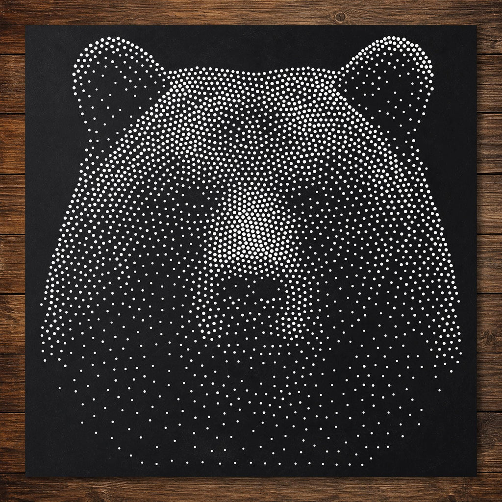 Bear Stipple Art Stencil | Realistic Mylar Wall Art, Crafts (Large - 300mm / 12" approx)
