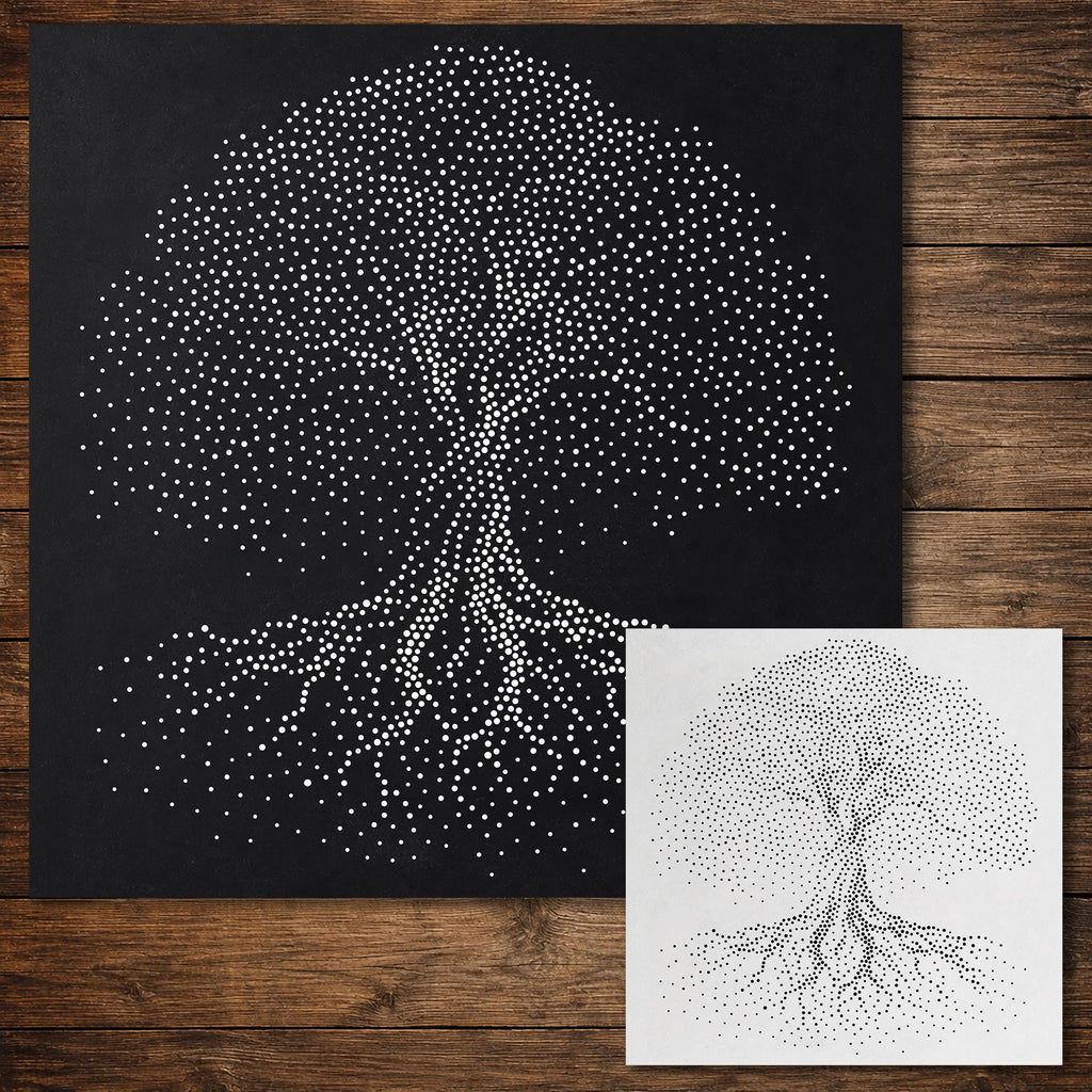 Tree of Life Stencil | Realistic Celtic Stipple Art, Reusable Mylar (Large - 300mm / 12" approx)
