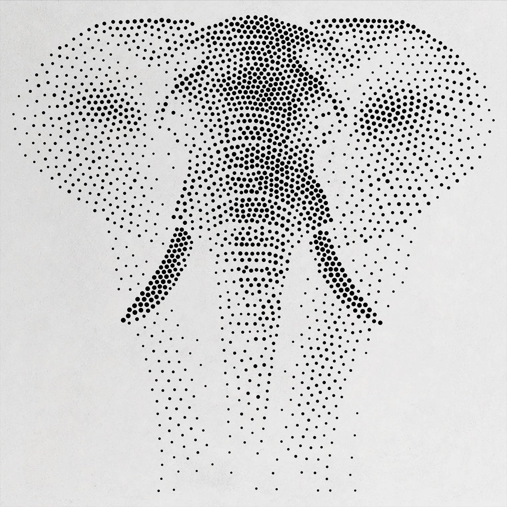 Realistic Elephant Stipple Art Stencil | Reusable Mylar Wall Crafts (Large - 300mm / 12" approx)