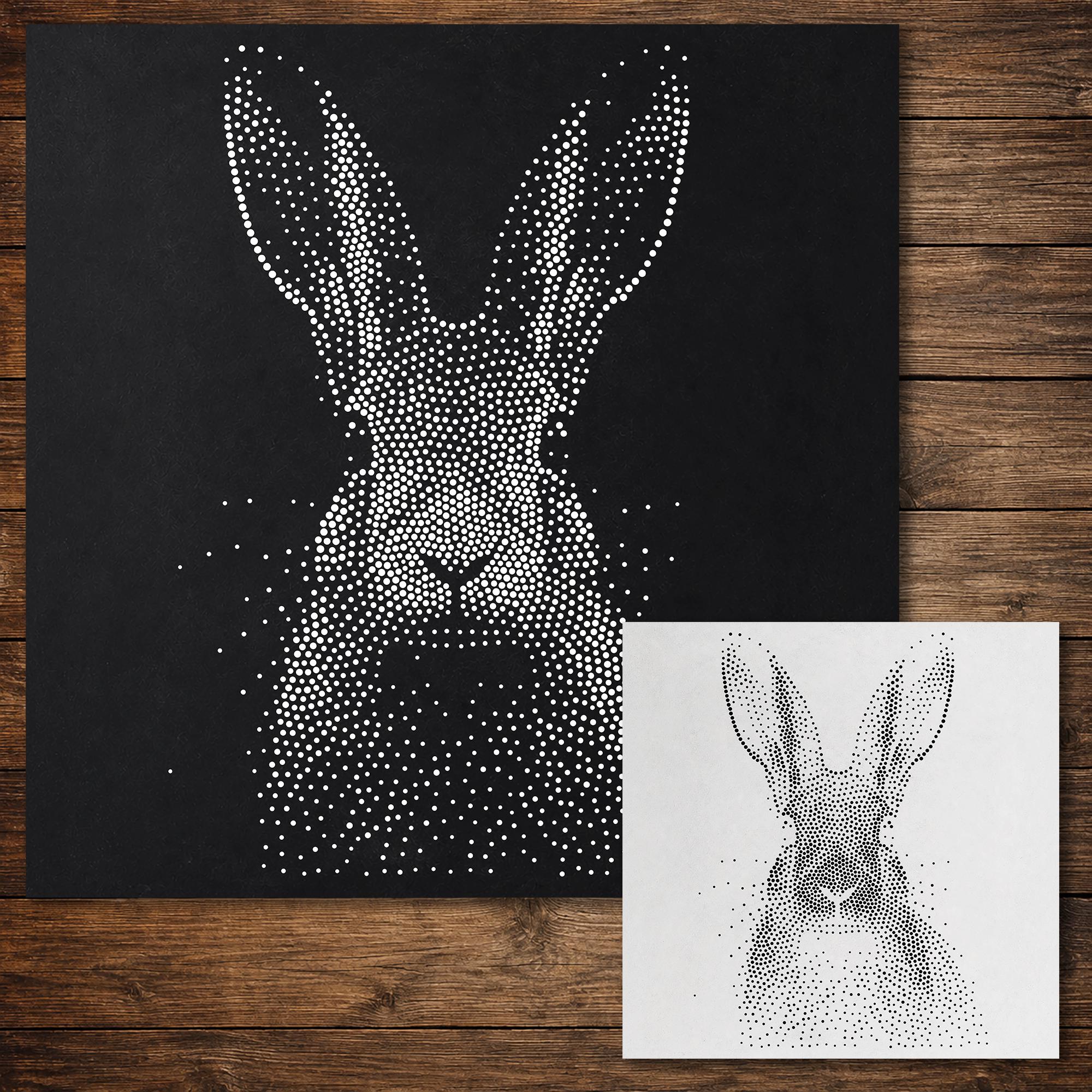 Realistic Hare Stipple Art Stencil | Reusable Mylar Wall Art, Crafts (Large - 300mm / 12" approx)