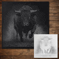 Charging Bull Stipple Art Stencil | Realistic Mylar Wall Art, Crafts (Large - 300mm / 12" approx)
