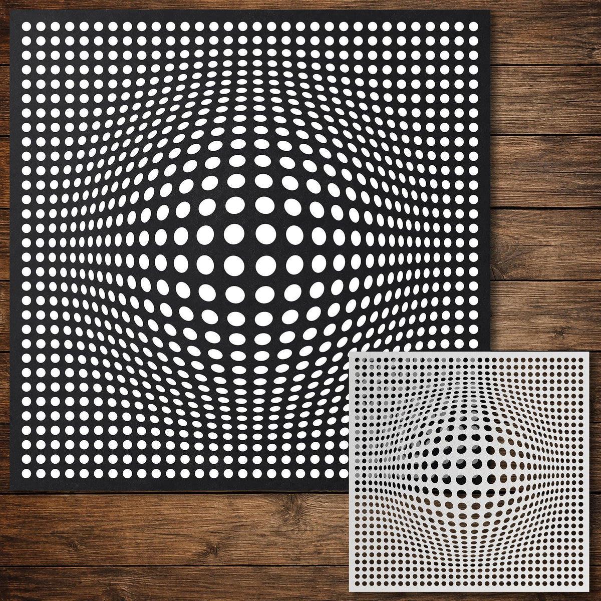 Geometric Grid #2 Stencil | Circle Bulge | Detailed DIY Mylar Wall Art, Stipple Art Crafts (Large - 300mm / 12" approx)